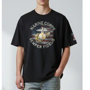 Harley Davidson Marine Corps Double Sided Biker Motorcycle Tee T-Shirt Men's XL